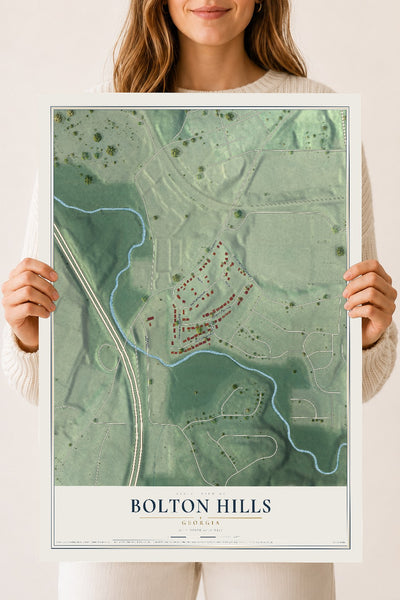 Bolton Hills, Georgia map print, 18" x 24" Archival Matte Print mockup