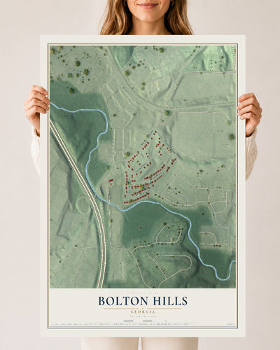 Bolton Hills, Georgia map print, 24" x 36" Archival Matte Print mockup