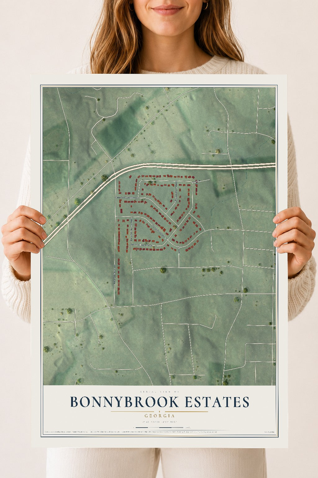 Bonnybrook Estates, Georgia map print, 18" x 24" Archival Matte Print mockup