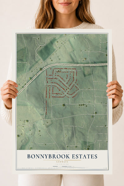 Bonnybrook Estates, Georgia map print, 18" x 24" Archival Matte Print mockup