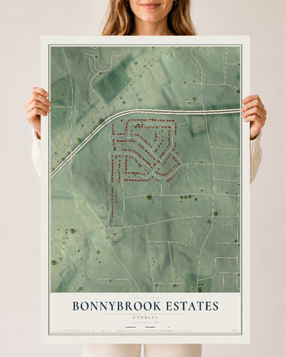 Bonnybrook Estates, Georgia map print, 24" x 36" Archival Matte Print mockup