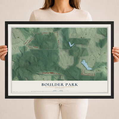 Boulder Park, Georgia map print, 18" x 24" W/ Black Ayous Wood Frame mockup