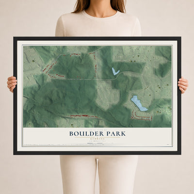 Boulder Park, Georgia map print, 24" x 36" W/ Black Ayous Wood Frame mockup