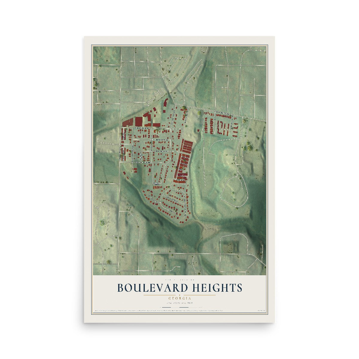 Boulevard Heights, Georgia map print, 12" x 18" Archival Matte Print mockup