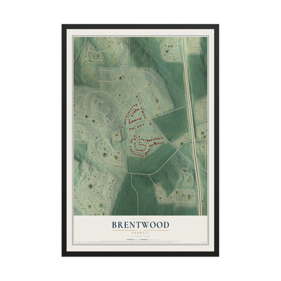 Brentwood, Georgia map print, 12" x 18" W/ Black Ayous Wood Frame mockup