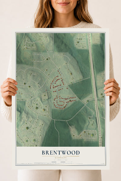 Brentwood, Georgia map print, 18" x 24" Archival Matte Print mockup