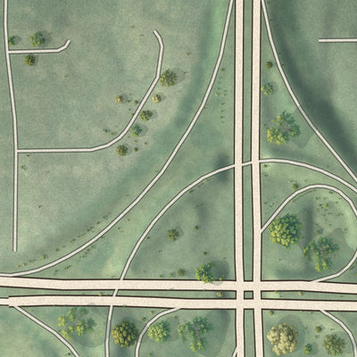 Close-up 1 of the Briar Glen, Georgia map artwork