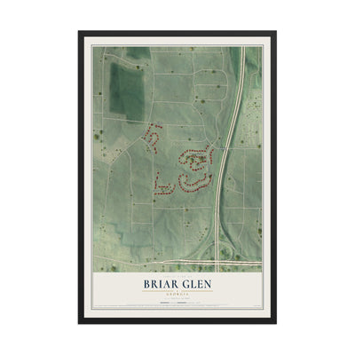 Briar Glen, Georgia map print, 12" x 18" W/ Black Ayous Wood Frame mockup
