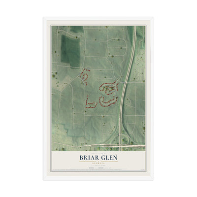 Briar Glen, Georgia map print, 12" x 18" W/ White Ayous Wood Frame mockup