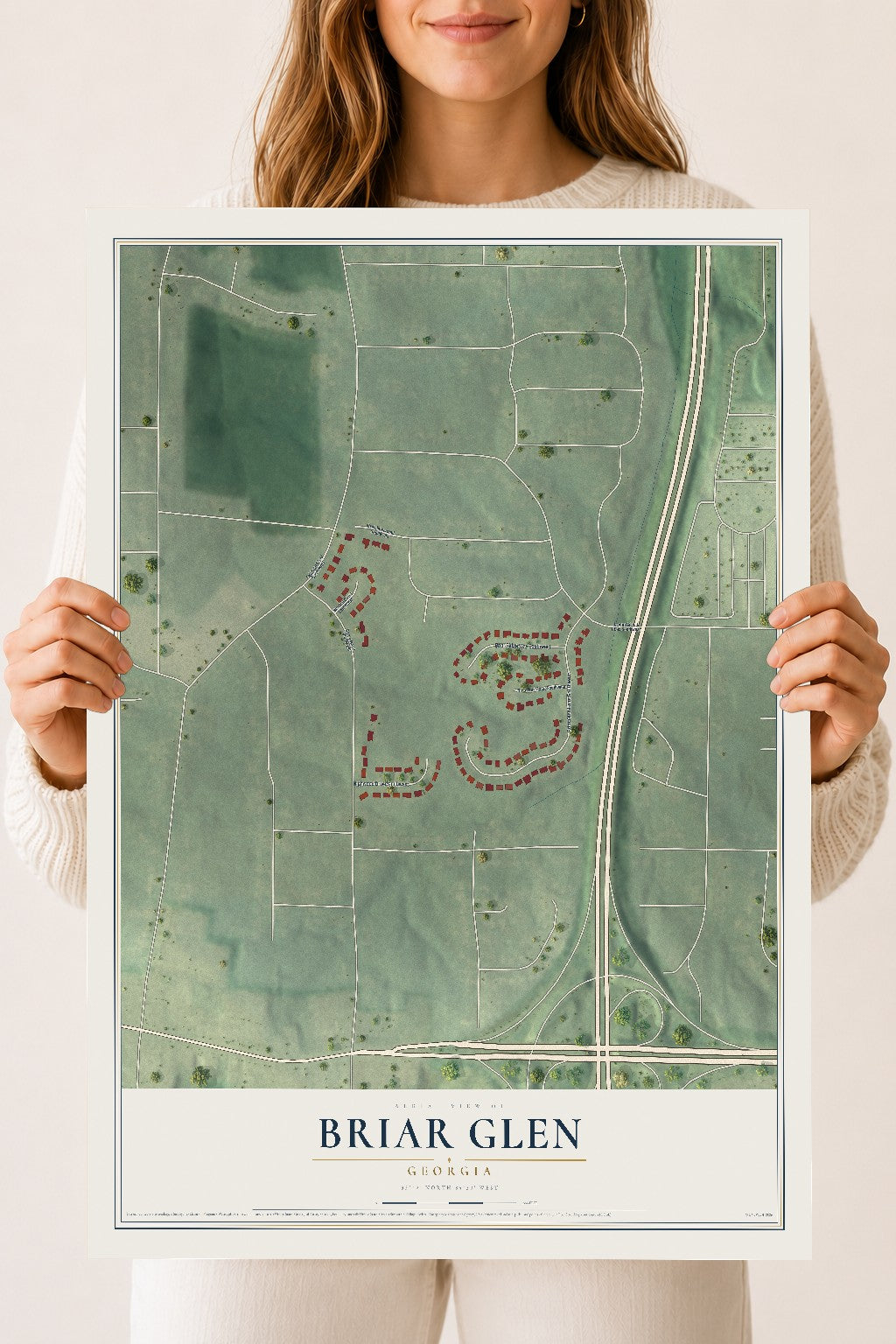 Briar Glen, Georgia map print, 18" x 24" Archival Matte Print mockup