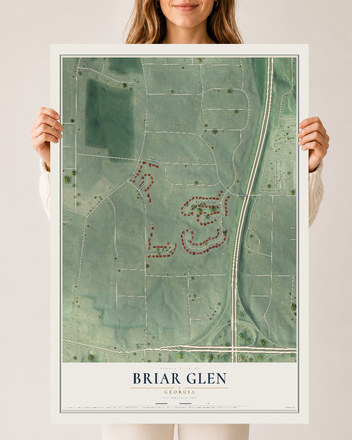 Briar Glen, Georgia map print, 24" x 36" Archival Matte Print mockup