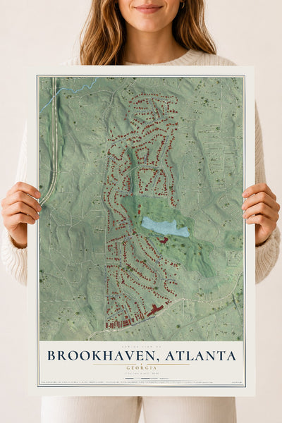 Brookhaven, Atlanta, Georgia map print, 18" x 24" Archival Matte Print mockup
