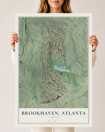 Brookhaven, Atlanta, Georgia map print, 24" x 36" Archival Matte Print mockup