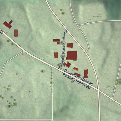 Close-up 2 of the Brookview Heights, Georgia map artwork