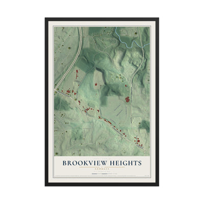 Brookview Heights, Georgia map print, 12" x 18" W/ Black Ayous Wood Frame mockup