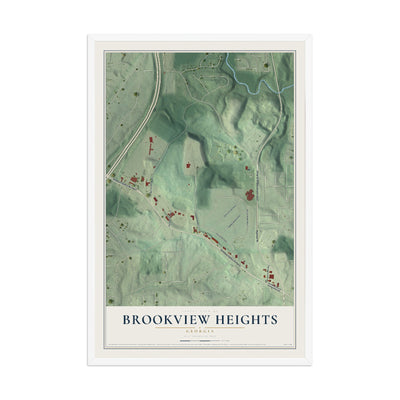Brookview Heights, Georgia map print, 12" x 18" W/ White Ayous Wood Frame mockup