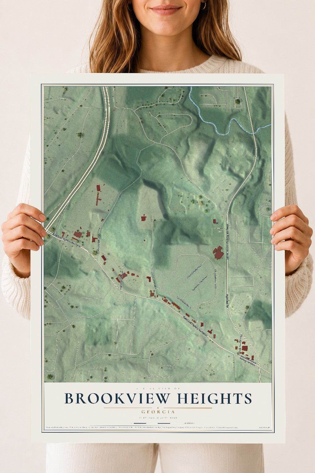 Brookview Heights, Georgia map print, 18" x 24" Archival Matte Print mockup