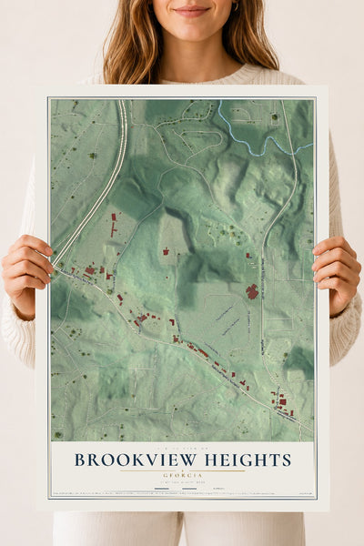 Brookview Heights, Georgia map print, 18" x 24" Archival Matte Print mockup