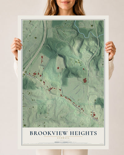 Brookview Heights, Georgia map print, 24" x 36" Archival Matte Print mockup
