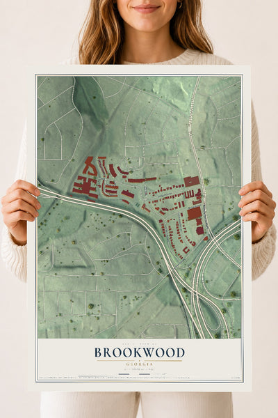 Brookwood, Georgia map print, 18" x 24" Archival Matte Print mockup