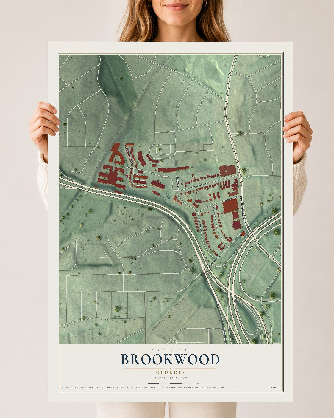 Brookwood, Georgia map print, 24" x 36" Archival Matte Print mockup