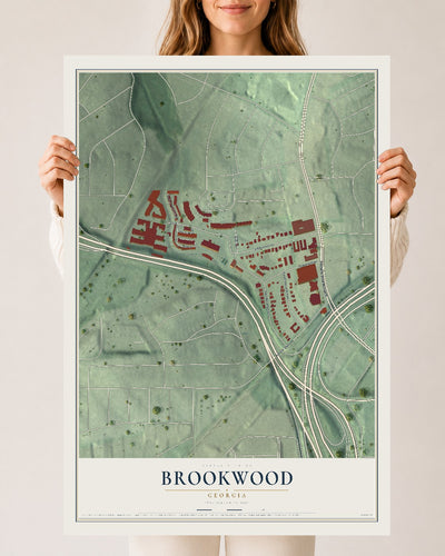 Brookwood, Georgia map print, 24" x 36" Archival Matte Print mockup