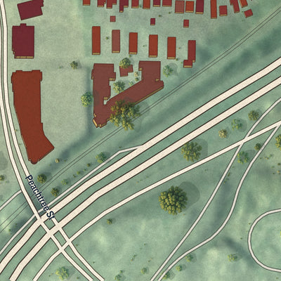 Close-up 1 of the Brookwood Hills, Georgia map artwork