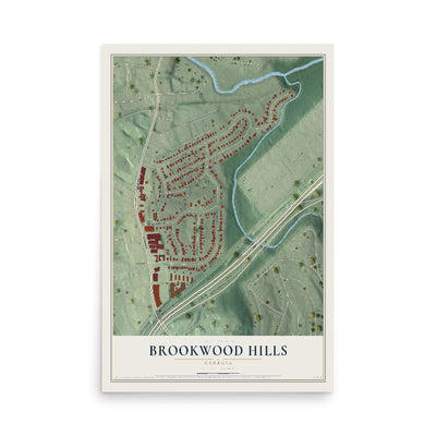 Brookwood Hills, Georgia map print, 12" x 18" Archival Matte Print mockup