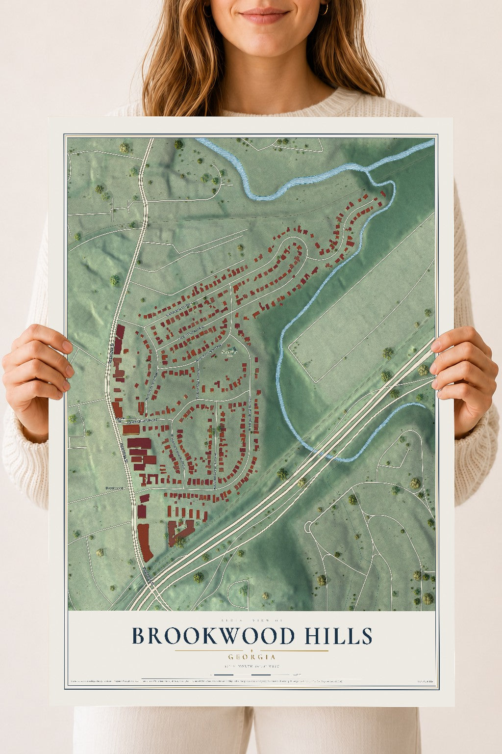 Brookwood Hills, Georgia map print, 18" x 24" Archival Matte Print mockup