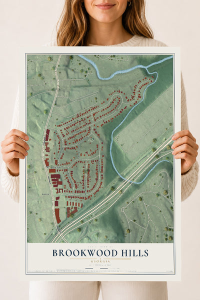 Brookwood Hills, Georgia map print, 18" x 24" Archival Matte Print mockup