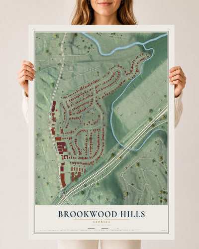 Brookwood Hills, Georgia map print, 24" x 36" Archival Matte Print mockup