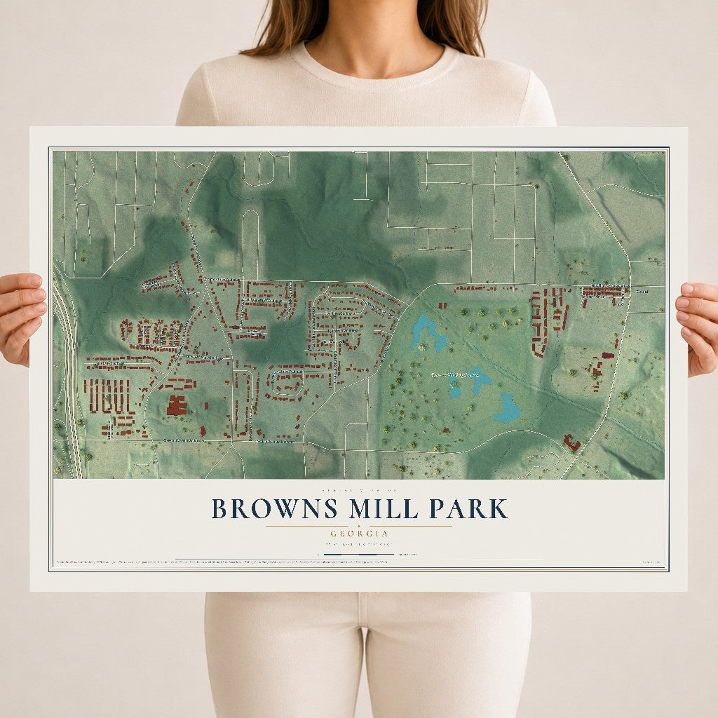 Browns Mill Park, Georgia map print, 18" x 24" Archival Matte Print mockup