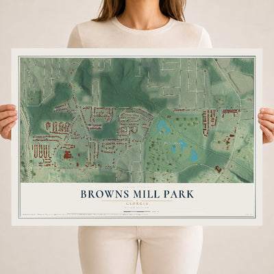 Browns Mill Park, Georgia map print, 18" x 24" Archival Matte Print mockup