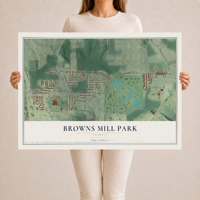 Browns Mill Park, Georgia map print, 24" x 36" Archival Matte Print mockup
