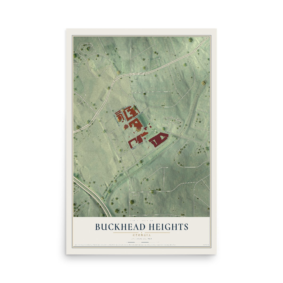 Buckhead Heights, Georgia map print, 12" x 18" Archival Matte Print mockup