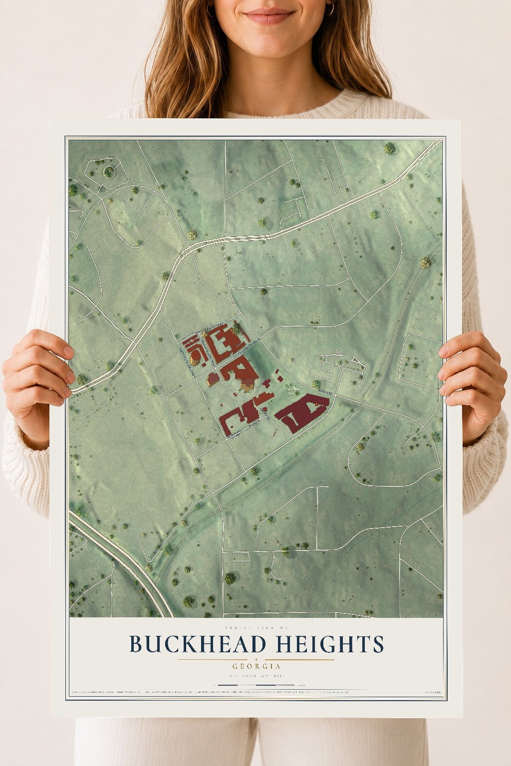 Buckhead Heights, Georgia map print, 18" x 24" Archival Matte Print mockup