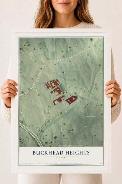 Buckhead Heights, Georgia map print, 18" x 24" W/ White Ayous Wood Frame mockup