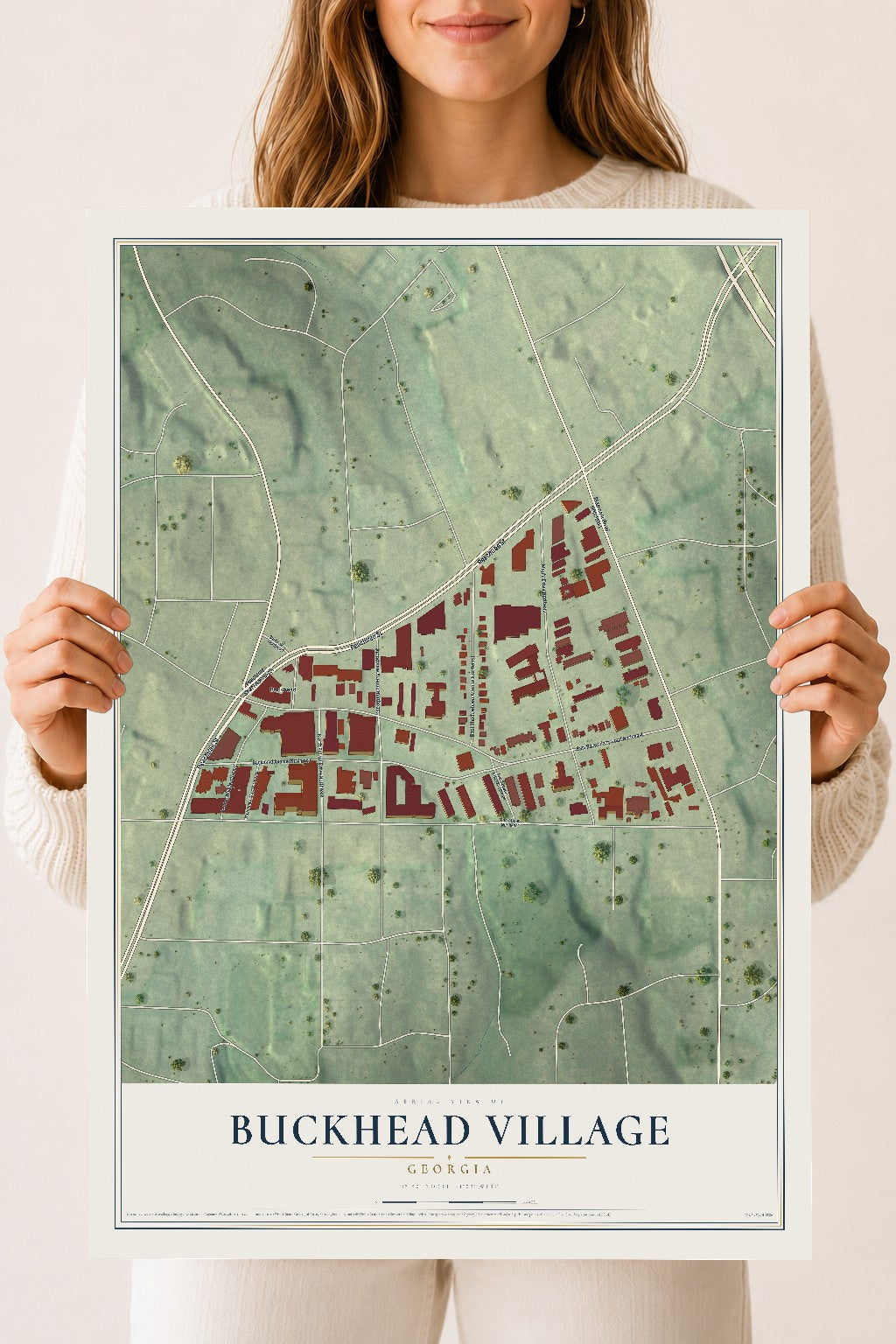 Buckhead Village, Georgia map print, 18" x 24" Archival Matte Print mockup