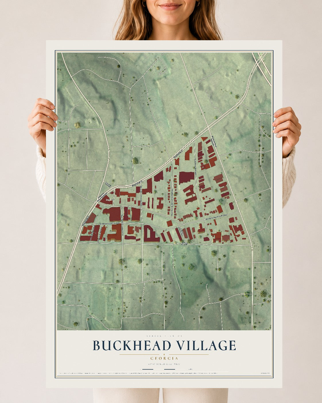 Buckhead Village, Georgia map print, 24" x 36" Archival Matte Print mockup