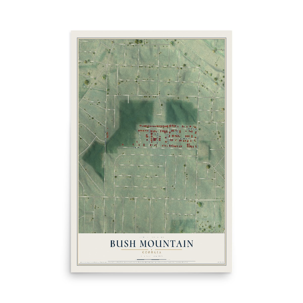 Bush Mountain, Georgia map print, 12" x 18" Archival Matte Print mockup