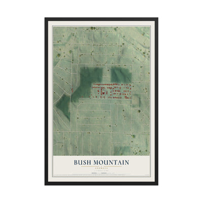 Bush Mountain, Georgia map print, 12" x 18" W/ Black Ayous Wood Frame mockup