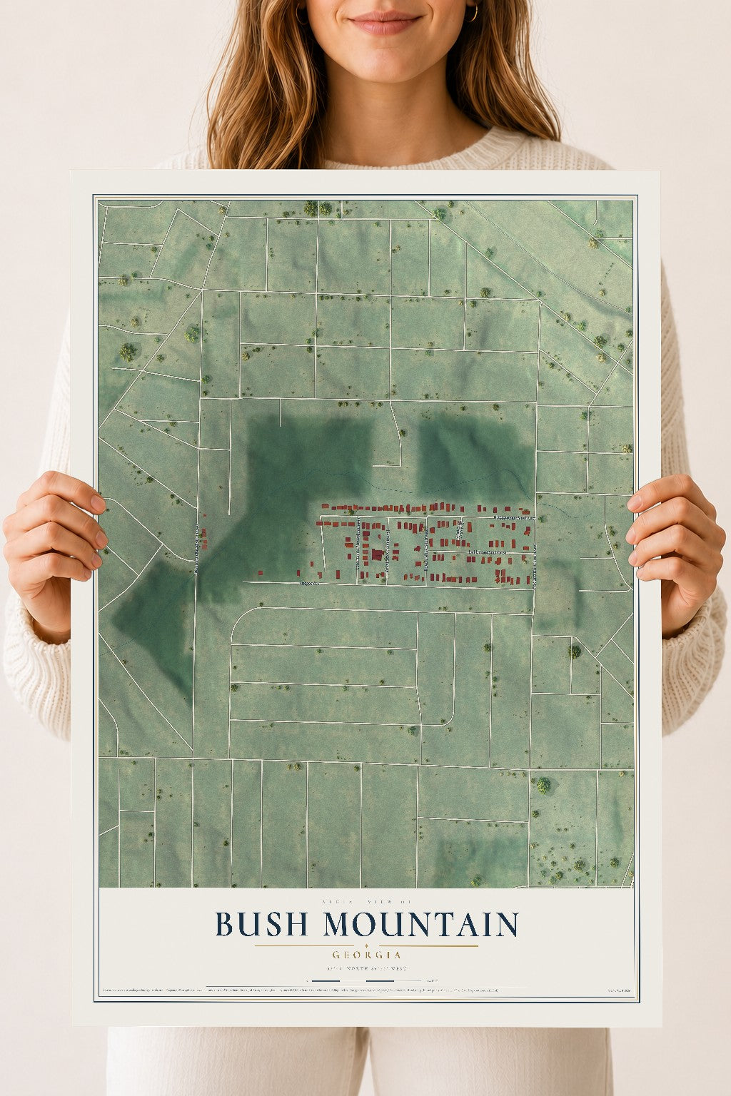Bush Mountain, Georgia map print, 18" x 24" Archival Matte Print mockup