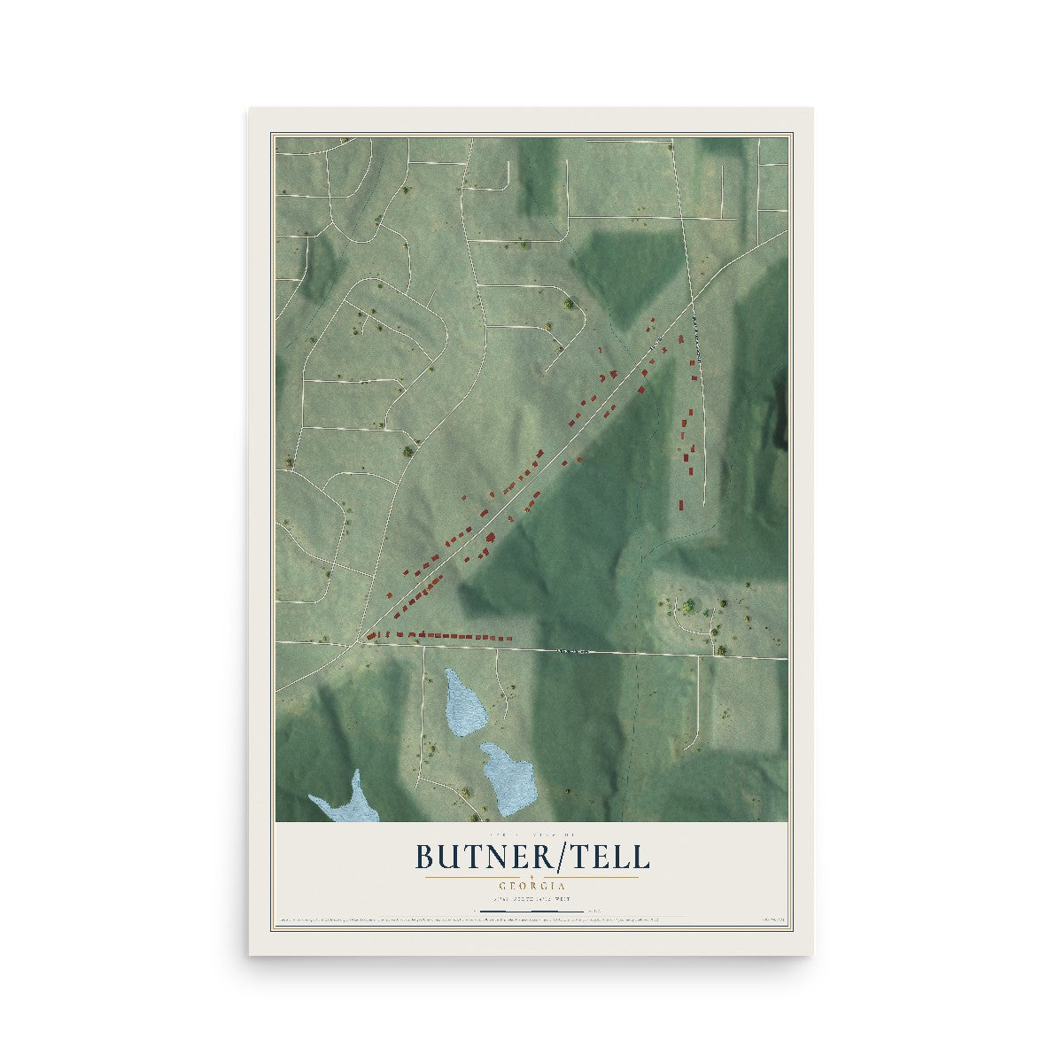 Butner-Tell, Georgia map print, 12" x 18" Archival Matte Print mockup