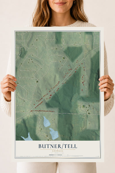 Butner-Tell, Georgia map print, 18" x 24" Archival Matte Print mockup