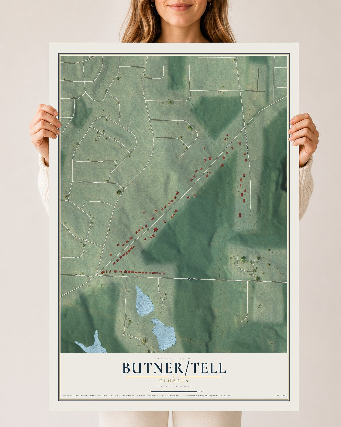 Butner-Tell, Georgia map print, 24" x 36" Archival Matte Print mockup