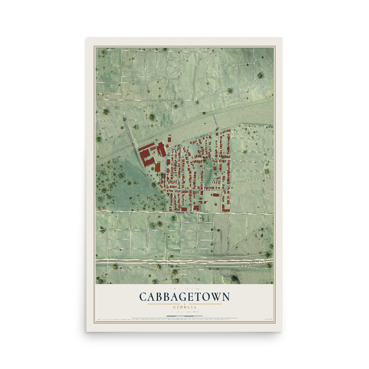 Cabbagetown, Georgia map print, 12" x 18" Archival Matte Print mockup