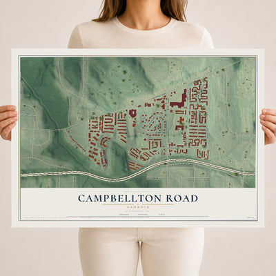 Campbellton Road, Georgia map print, 18" x 24" Archival Matte Print mockup
