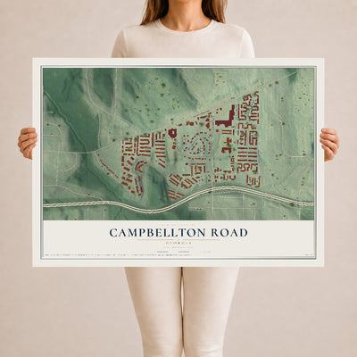 Campbellton Road, Georgia map print, 24" x 36" Archival Matte Print mockup