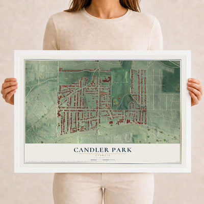 Candler Park, Georgia map print, 12" x 18" W/ White Ayous Wood Frame mockup