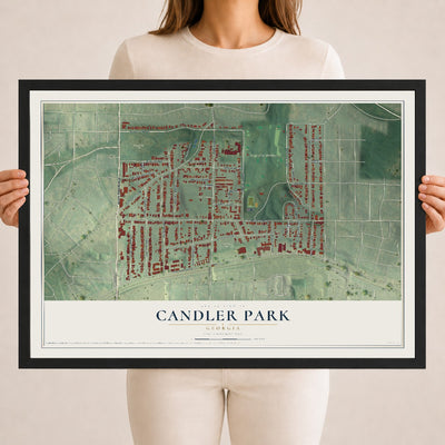 Candler Park, Georgia map print, 18" x 24" W/ Black Ayous Wood Frame mockup